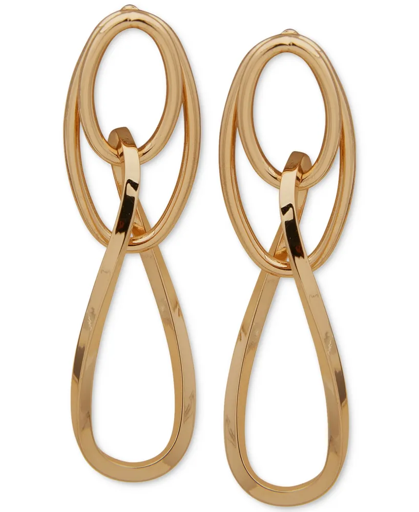 Anne Klein Gold-Tone Elongated Doorknocker Drop Earrings