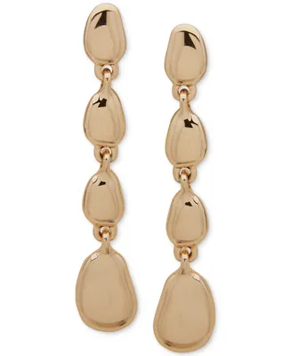 Anne Klein Gold-Tone Puffy Pebble Linear Drop Earrings