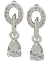 Anne Klein Silver-Tone Pear-Shape Crystal Drop Earrings