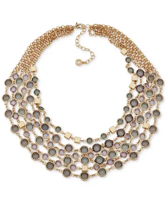 Anne Klein Gold-Tone Color Stone Torsade Layered Statement Necklace, 16" + 3" extender