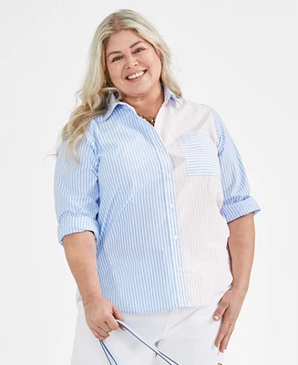 Style & Co Plus Striped Perfect Shirt, Created for Macy's