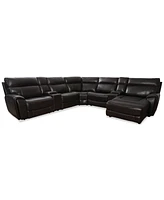 Closeout! Hutchenson 132.5" 7-Pc. Zero Gravity Leather Sectional with 3 Power Recliners, Chaise and 2 Consoles, Created for Macy's