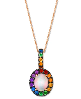 Le Vian Multi-Gemstone Halo Adjustable 20" Pendant Necklace (1-7/8 ct. t.w) in 14k Rose Gold