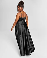 B Darlin Trendy Plus Satin Sleeveless Gown