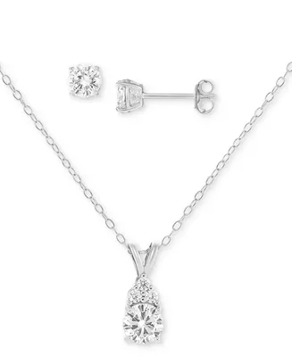Giani Bernini 2-Pc. Set Cubic Zirconia Pendant Necklace & Stud Earrings in Sterling Silver, Created for Macy's
