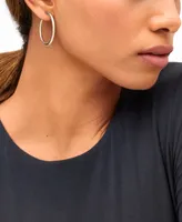 Polished Tube Hoop Earrings (40mm) 14k Yellow Gold or White