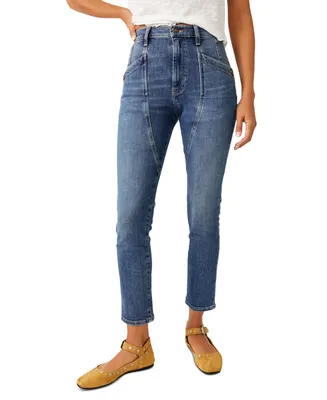 Free People Women's Beacon Mid-Rise Slim Crop Jeans