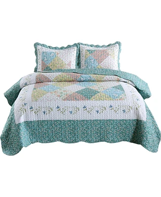 MarCielo 3 Piece Printed Quilt Set Bedspread Set B027 - King