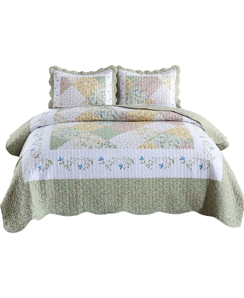 MarCielo 3 Piece Printed Quilt Set Bedspread Set B029