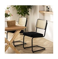 Cesca Chair Armless with Upholstered Seat & Cane Back