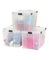 Iris 3 Pack 156qt Weatherpro Airtight Plastic Storage Bin with Lid and Seal and 6Secure Latching Buckles