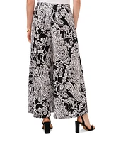 Sam & Jess Women's Relaxed Wide-Leg Pull-On Pants