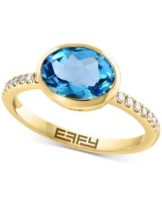 Effy Sky Blue Topaz (2-1/3 ct. t.w.) & Diamond (1/10 ct. t.w.) Ring in 14k Gold