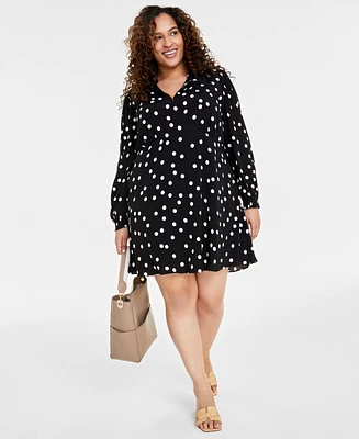 On 34th Trendy Plus Print Collared Surplice-Neck Dress, Created for Macy's
