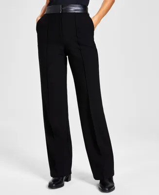 Calvin Klein flared pants with tie waist in black