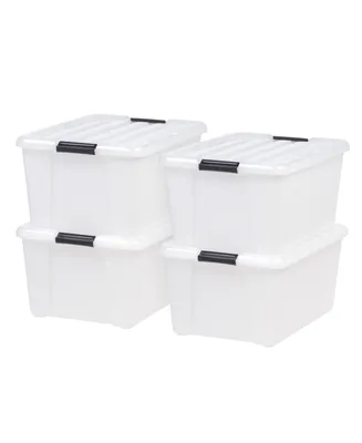 45 Quart Buckle Up Storage Box, 4 Pack, Pearl