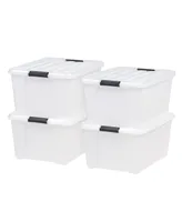 Iris 45 Quart Buckle Up Storage Box, 4 Pack, Pearl