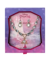 Disney Kid's Princess Cinderella Clear Carriage Necklace and Earring Set