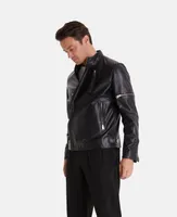 Furniq Uk Men's Leather Biker Jacket, Black