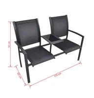 2 Seater Patio Bench 51.6" Steel and Textilene Black