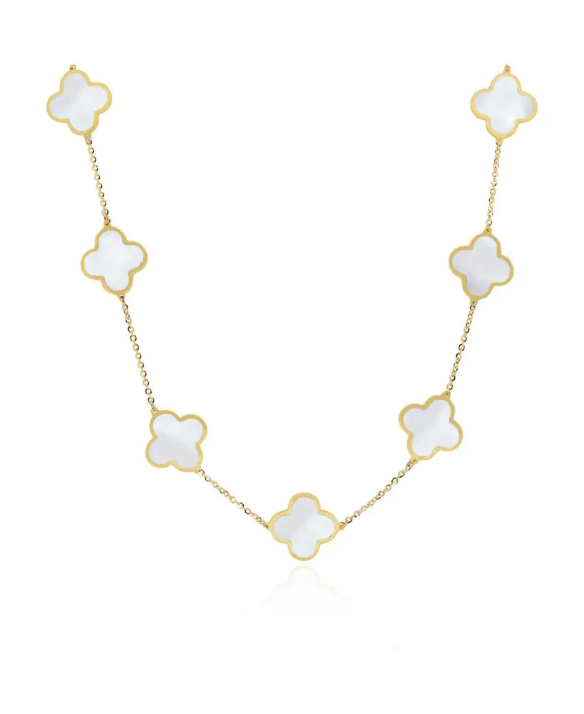 The Lovery Large Mother of Pearl Clover Necklace