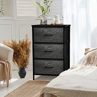Sorbus Nightstand with 3 Drawers - Steel Frame, Wood Top & Easy Pull Fabric Bins - Perfect for Home, Bedroom, Office & College Dorm