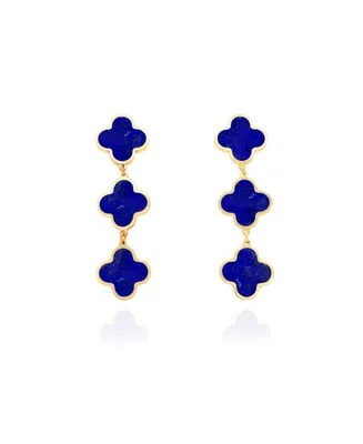 The Lovery Lapis Clover Dangle Earrings 14K Gold