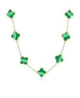 The Lovery Large Malachite Clover Necklace 14K Gold