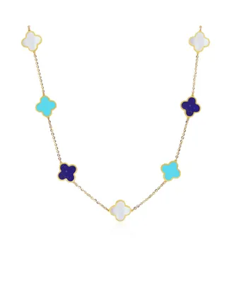 The Lovery Small Blue Mixed Clover Necklace