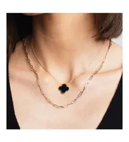 The Lovery Onyx Single Clover Necklace 14K Gold