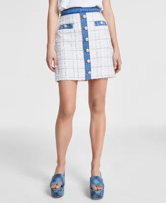 Guess Women's Natalie Tweed Mini Skirt