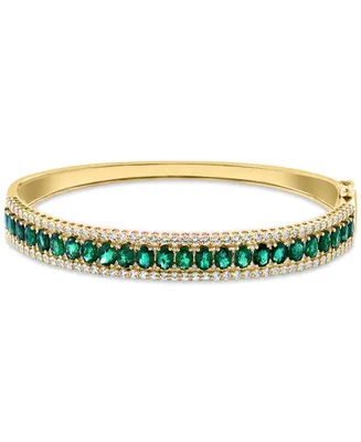 Effy Emerald (4-1/2 ct. t.w.), White Sapphire (1-1/3 ct. t.w.) & Diamond (1/6 ct. t.w.) Bangle Bracelet in 14k Gold