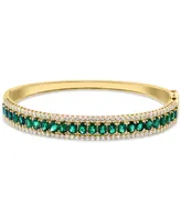 Effy Emerald (4-1/2 ct. t.w.), White Sapphire (1-1/3 ct. t.w.) & Diamond (1/6 ct. t.w.) Bangle Bracelet in 14k Gold