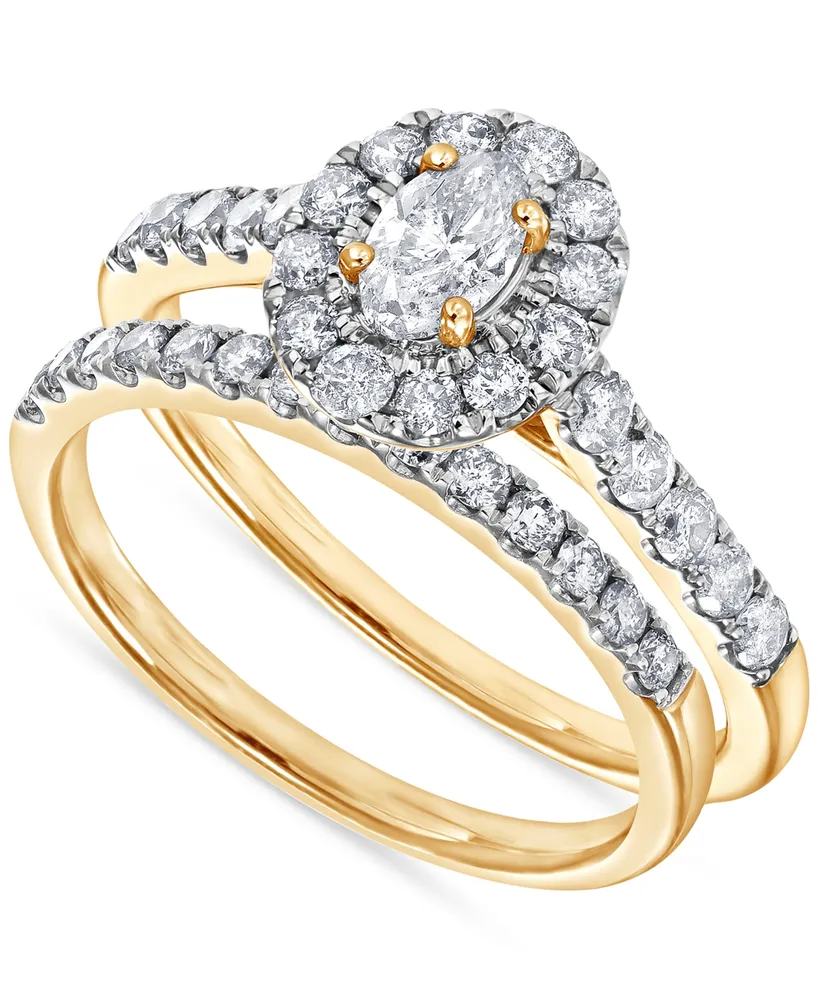 Diamond Oval Halo Bridal Set (1 ct. t.w.) in 14k Gold