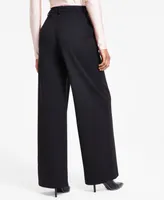 Bar Iii Women's High-Leg Wide-Leg Seamed Ponte Pants, Created for Macy's