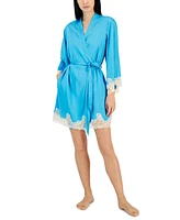 I.n.c. International Concepts Women's Lace-Trim Stretch Satin Robe, Created for Macy's