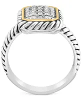 Effy Diamond Rectangular Cluster Ring (1/8 ct. t.w.) in Sterling Silver & 18k Gold-Plate