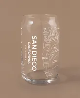Narbo The Can San Diego Map 16 oz Everyday Glassware, Set of 2