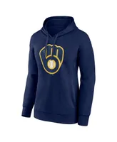 Women's Fanatics Navy Milwaukee Brewers Logo Pullover Hoodie