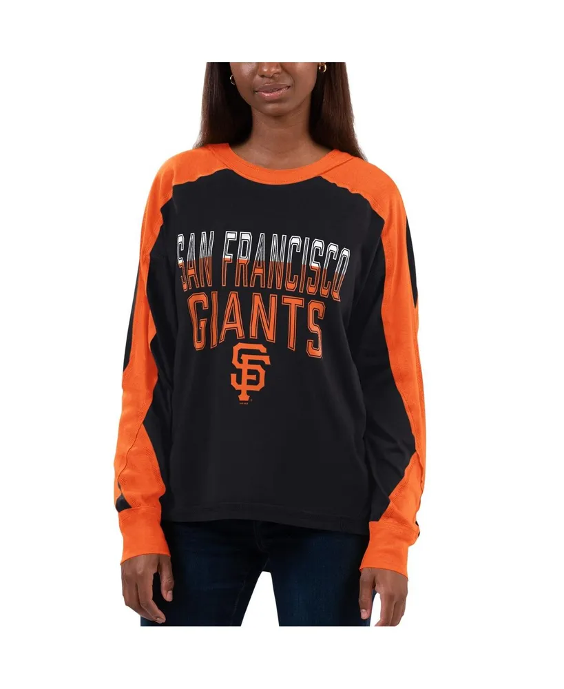 Women's G-iii 4Her by Carl Banks Black, Orange San Francisco Giants Smash Raglan Long Sleeve T-shirt