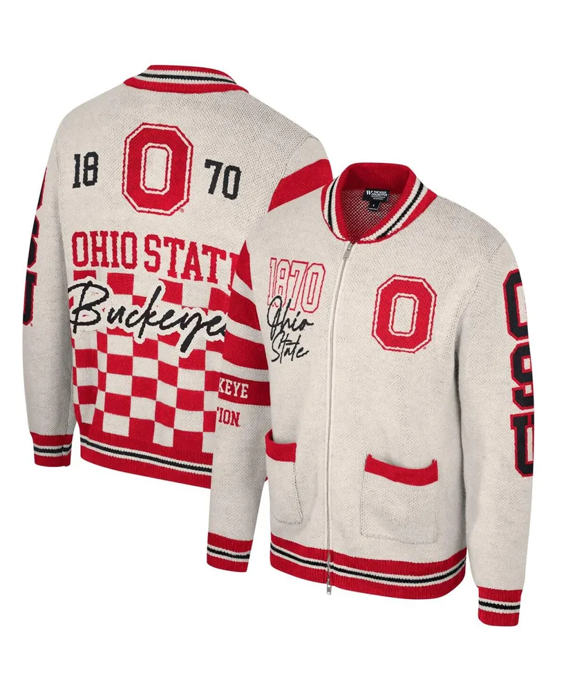 Men's and Women's The Wild Collective Cream Ohio State Buckeyes Jacquard Full-Zip Sweater