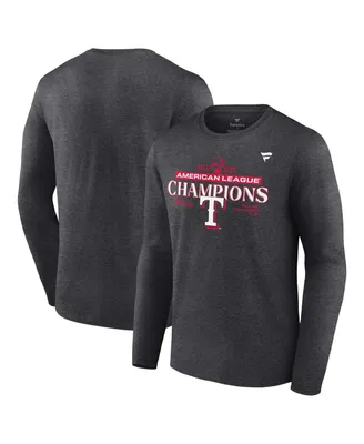 Men's Fanatics Heather Charcoal Texas Rangers 2023 American League Champions Locker Room Long Sleeve T-shirt