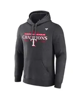 Men's Fanatics Heather Charcoal Texas Rangers 2023 American League Champions Locker Room Pullover Hoodie