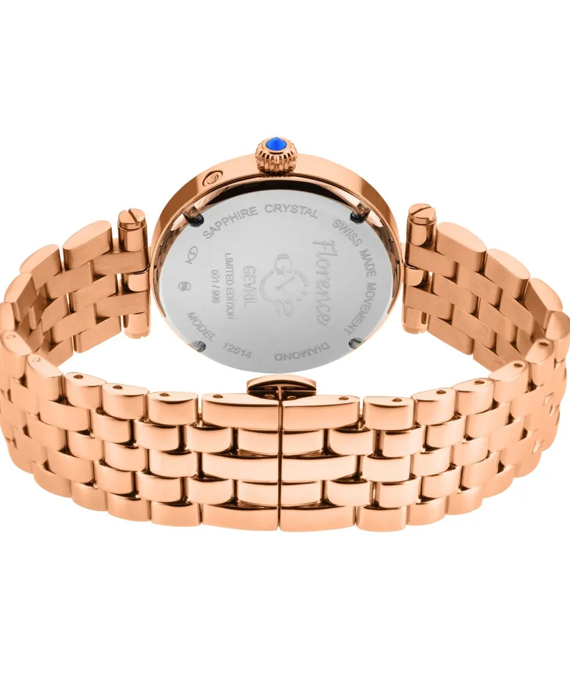 GV2 by Gevril Women's Florence Rose Gold Stainless Steel Watch 36mm