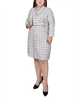 Ny Collection Plus Size Long Sleeve Jacket and Tweed Dress, 2 Piece Set