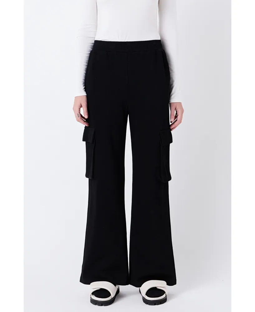 Women's Brushed Mixed-stitch Wide-leg Pants