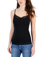 Charter Club Women's Lace-Trim Shelf-Bra Tank Top, Created for Macy's