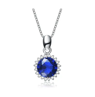 Sterling Silver White Gold Plated Clear Cubic Zirconia Stud Necklace