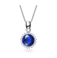 Sterling Silver in White Gold Plated Clear Cubic Zirconia Stud Necklace