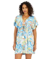 J Valdi Women's Plunging-Neckline Floral-Print Kaftan